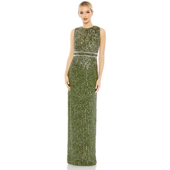 Mac Duggal 93603 Sequined High Neck Sleeveless Column Gown 6 - Picture 1 of 11